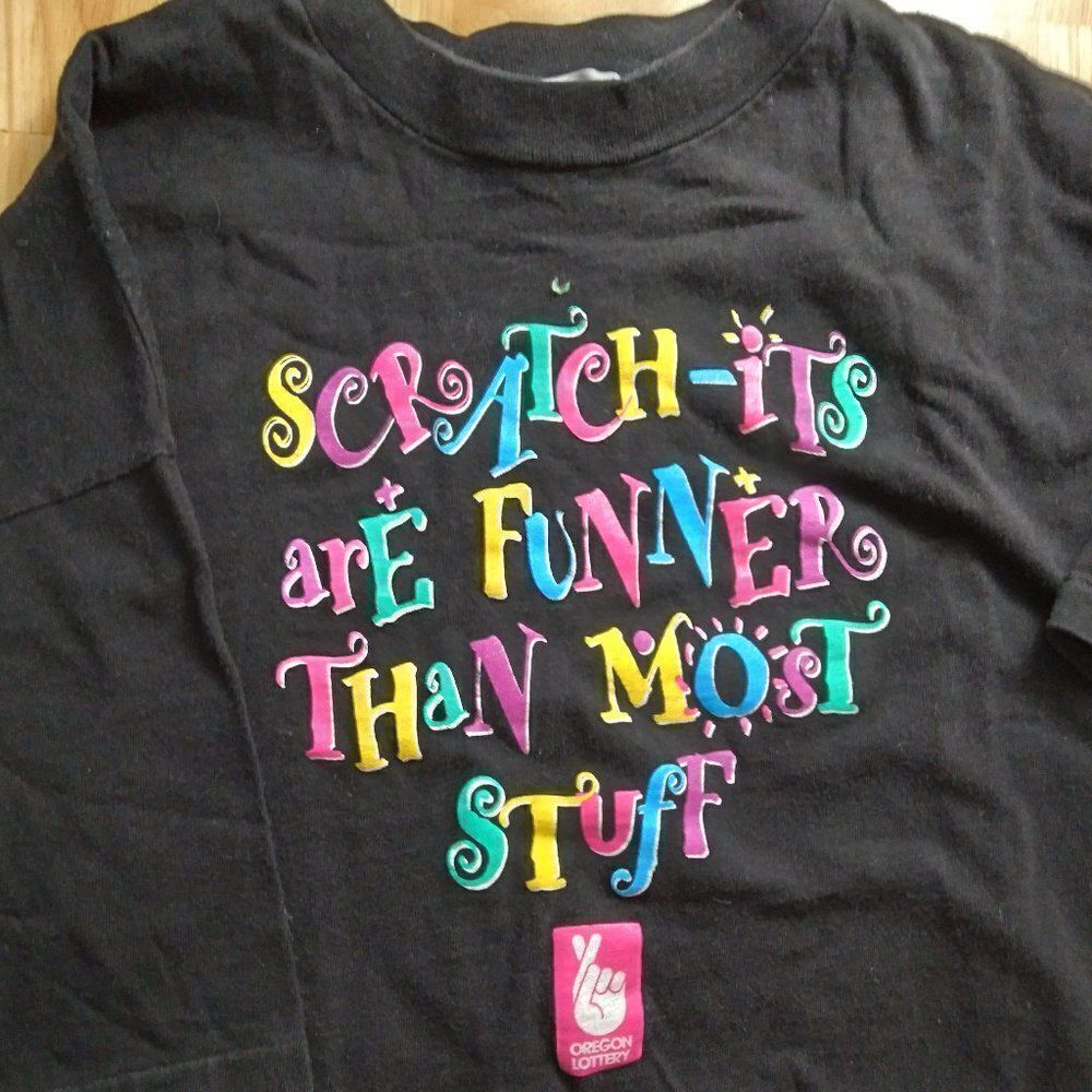 Vintage 90s Oregon Lottery Scratch-Its Are Fun T-Shirt